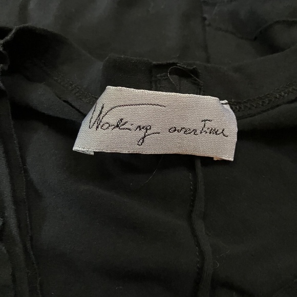 WORKING OVERTIME Black Asymmetrical Stitch Pleated Hem Long Sleeve Top - Picture 5 of 6